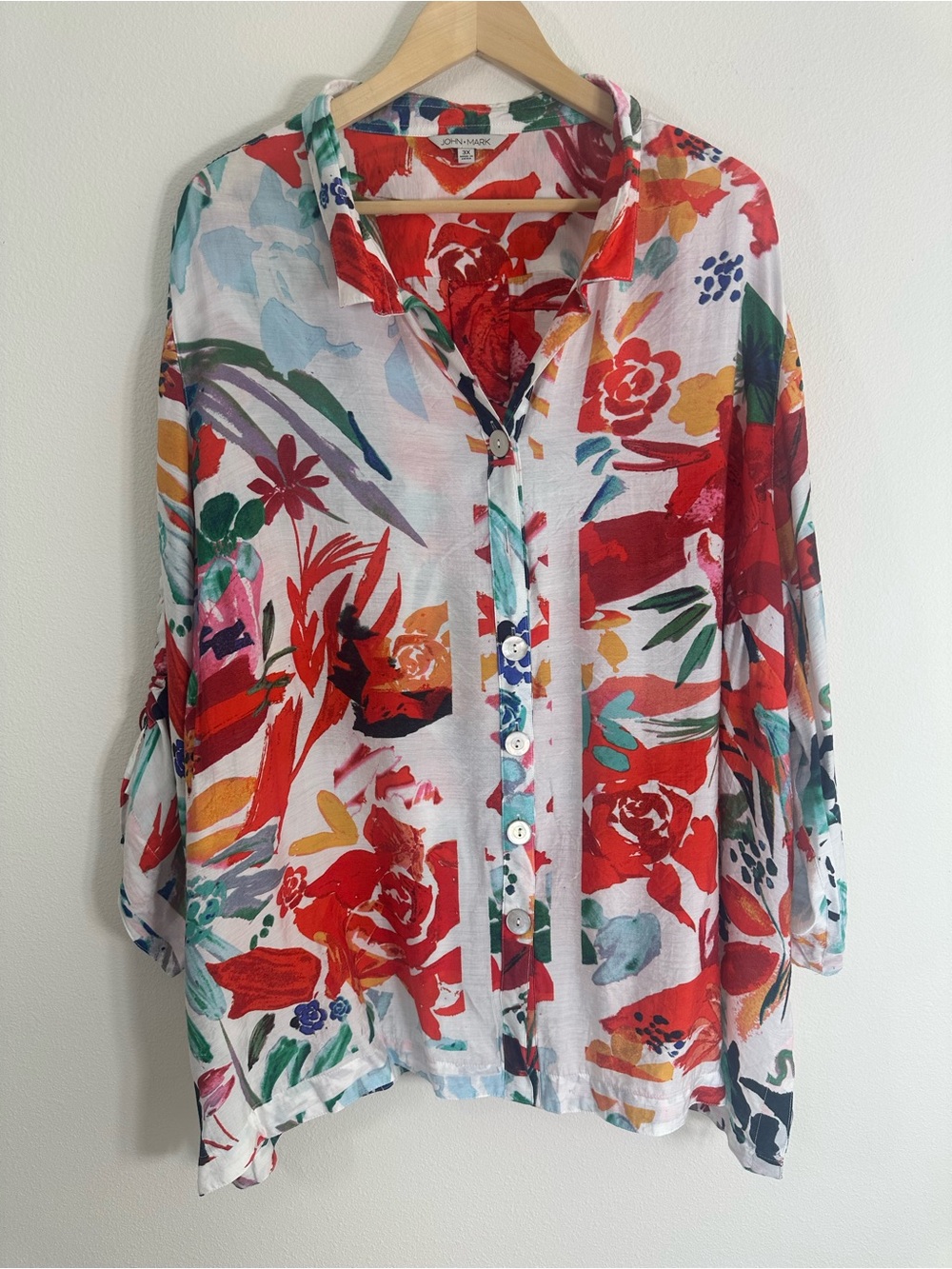 John Mark Multicolor Floral Button-Down Shirt NWT